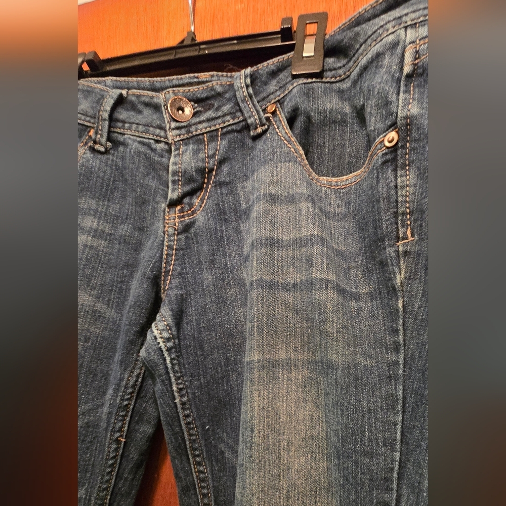 Paris Blues Blue Straight Leg Jeans Natural Distressing Sz9 - Picture 5 of 11